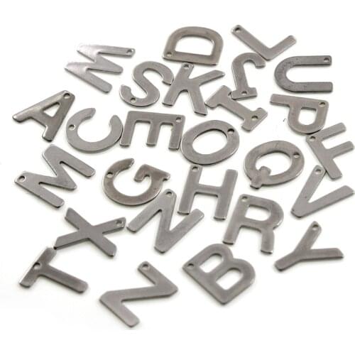 100pcs 316L Stainless Steel A-Z Letter Charms Alphabet Charm Pendants for Bracelet Necklace Crafts Jewelry Making Accessories
