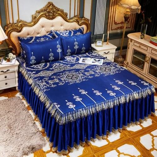 Cool Mat Fitted Sheet Full Ice Silk Bed Spreads Soft Touch Cute Bed Sheets with Pillowcases Heightened Bed Skirt Home Textiles