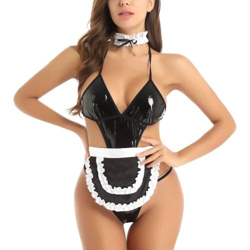 Sexy Cosplay Costumes Womens Night French Maid Cosplay Costume For Halloween Womens Exotic Servant Maid Dress with Aprons