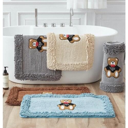 Cute Bathroom Carpet Non-slip Bath Carpet Outdoor Shower Mat for Shower Bathroom Chenille Floor Mat for Bedroom Toilet Door Mat
