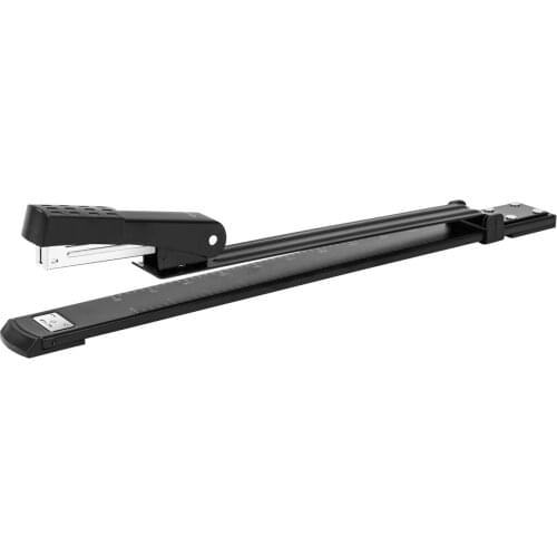 Deli Long Reach Stapler, 25 Sheet Capacity, Heavy Duty Long Arm Standard Staplers for Booklet or Book Binding ,Black