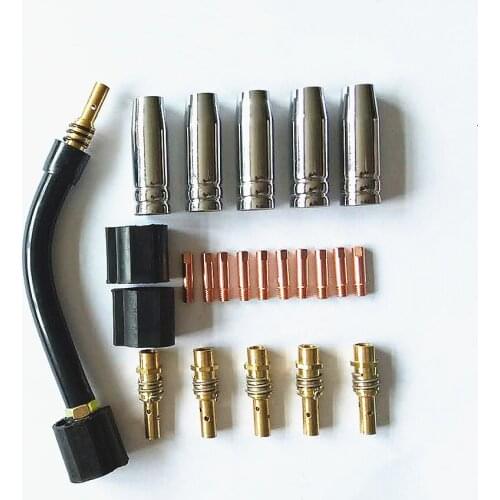 Weld the assistant Binzel 15ak welding gun, red copper conducting nozzle, brass connecting rod, nickel plated, rust proof and p