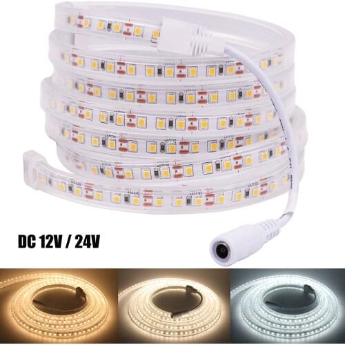2835 LED Strip Light 12V 24V Flexible Tape Ribbon IP67 Waterproof 120Leds String Lamp with DC Connector Warm Natural White 4000K