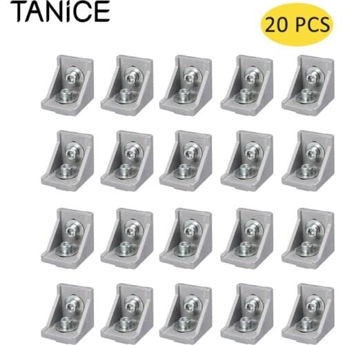 TANiCE 20Pcs Angle Connector Angle Bracket Fastening Material For 40x40 & 40x80 Groove 8 Grid Struts Profiles Aluminum Profile