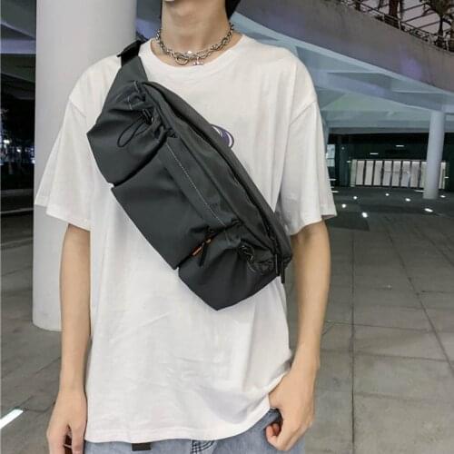 Waterproof Large Capacity Crossbody Bag Unisex Street Style Chest Pouch Solid Color Travel Messenger Bag Men Outdoor Phone Pouch