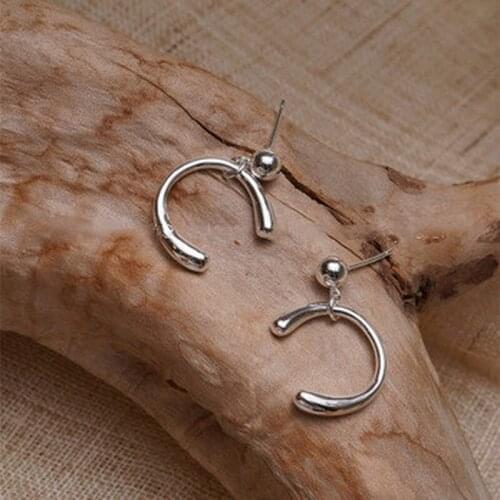 Origin Summer Unique Design Metallic Geometric Earrings for Women Old Color Beads Alloy Hook Dangle Earrings Minimalist Jewelry