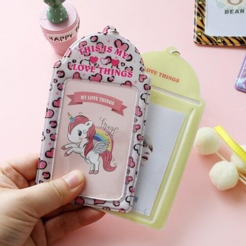 1pcs Cartoon Card Holder Keychain Pendant Kawaii Animal Unicorn Card holder for 3-inch Photo Cards Postcard