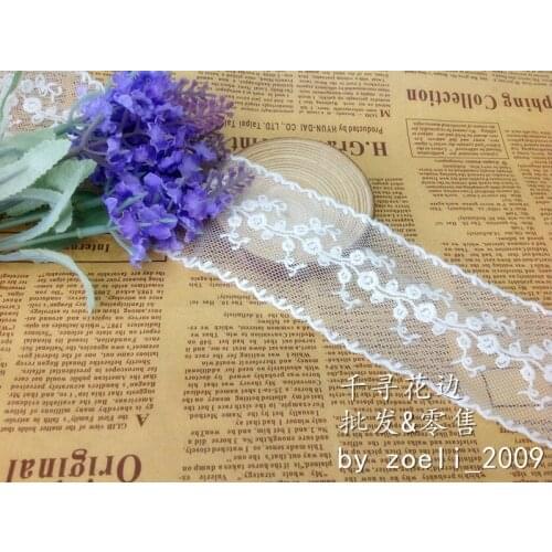 10Y/lot white 5.5cm Exquisite cotton water soluble lace trim ribbon mesh Fabric DIY Garment Accessories Sewing tape Wedding Lace