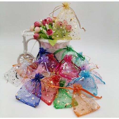 1000Pcs Butterfly Star Moon Organza Gift Bag 7*9 9*12 13*18cm Wedding Gift Organza Bags Drawstring Jewelry Packing Display Pouch