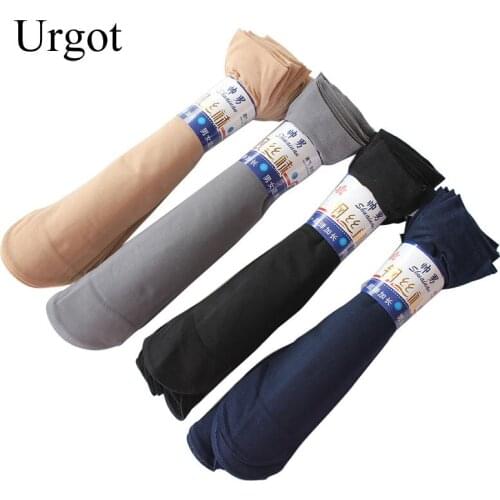 Urgot 5 Pairs/lot Mens Socks Summer Thin Long Socks Men Silk Socks Business Casual Middle Socks Meias No Heel Calcetines Hombre