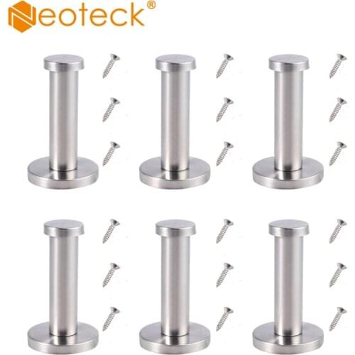 Neoteck 6 Pcs Modern Stainless Steel Wall-Mount Towel Hook Coat Hanger for Bathroom Lavatory High quality Hooks Hanger
