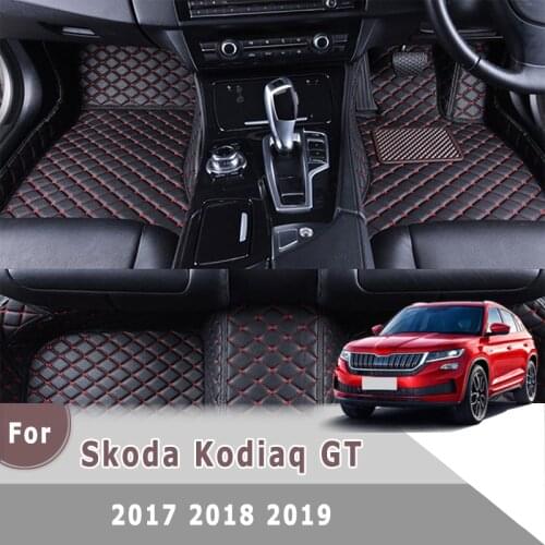 RHD Carpets Car Floor Mats For Skoda Kodiaq GT 2019 2018 2017 Floorliners Artificial Leather Decoration Automobile Custom Covers