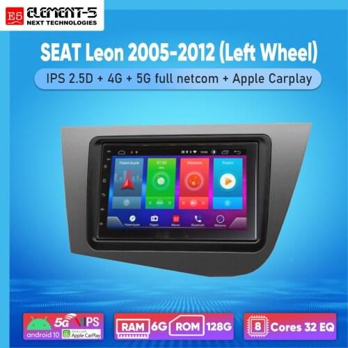 ELEMENT-5 7" 2G+32G Android 8,9,10 4G WIFI RDS DSP Car Radio For SEAT Leon 2005-2012 (Left Wheel), Navigation GPS HIFI