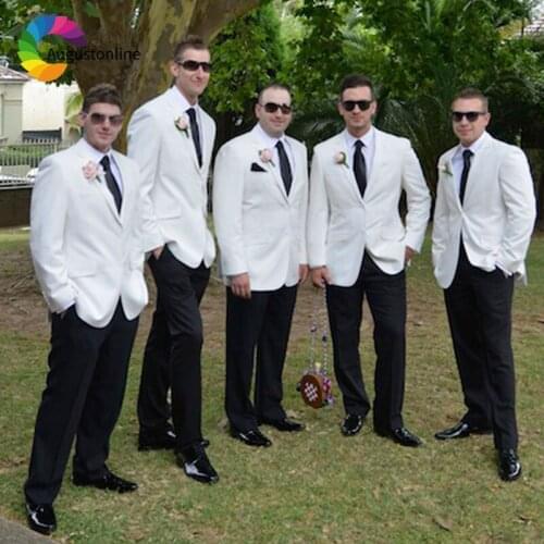 White Men Suits For Wedding Suits Bridegroom Groomsmen Groom Prom Blazer Slim Fit Formal Custom Tuxedo Terno Traje Hombre 2Piece