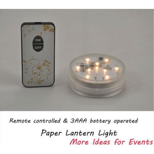 Free shipping Submersible Battery operated Remote controlled LED Paper Lantern Light 8pcs/lot White color for wedding decoration