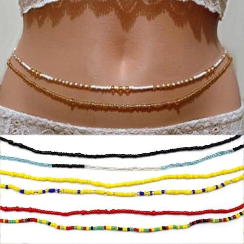 1Pcs New Boho Colorful Bead Waist Chains Body Jewelry Women Summer Sexy Bikini Beach Dancer Belly Chain Vintage Bracelet Gift