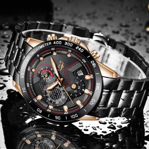 Super Luxury Business LIGE Mens Quartz Watches Men Classic Date Luminous Waterproof Stainless Steel Watch Male Military Clock