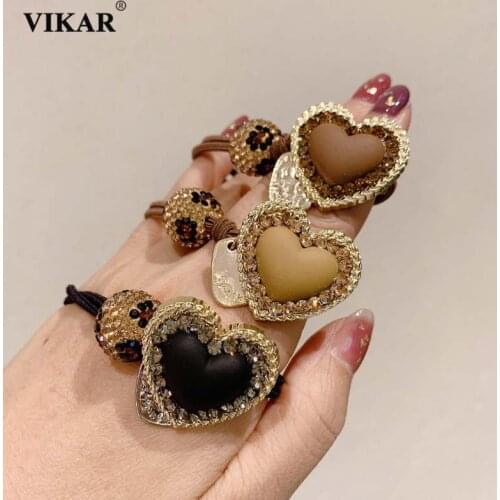 New Women Shinny Rhinestone Elastic Hair bands Hair Hair Tie Fashion Leopard Hair Accessories Handmade Head Bands Horsetail