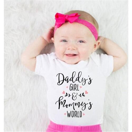 Daddys Girl Mommys World Baby Girl Oneises Clothes Summer Cotton Short Sleeve Baby Bodysuits Rompers Body Baby Clothes