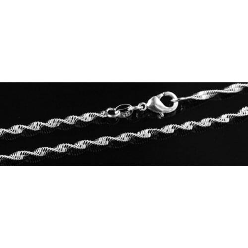 Hot Selling 2mm 925 Jewelry Silver Plated Double Water Wave Chain Necklace, Fashion Silver Necklace Chains 16"-24"