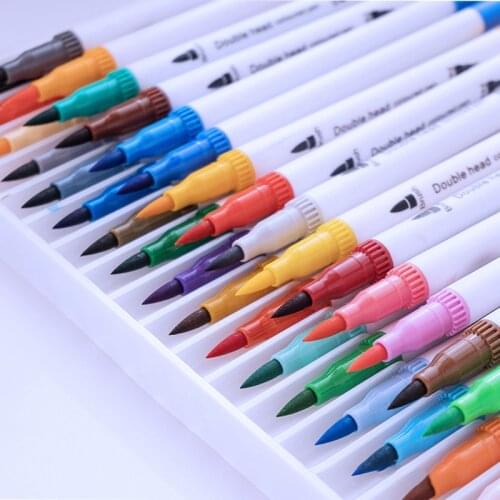 Anime Manga Fine Liner Pens Watercolor Dual Tip Brush Pen Sketch Graffiti Art Markers For Drawing Stationery School Supplies