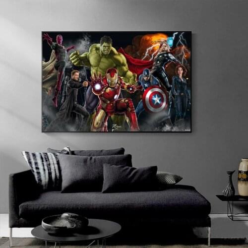 Marvel Superhero Poster Avengers Anime Prints Captain America Spider-Man Iron Man Hulk Canvas Art Decoration Home Birthday Gift