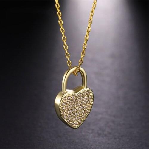 Juya Handmade Micro Pave Zircon Gold /Rose Gold Love Heart Locket Pendant Necklace For Women Girls Christmas Gift Jewelry