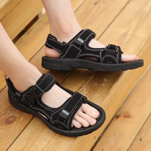 2021 Summer Men Sandals Shoes Magic glue Open Toe Platform Beach Sandals Rome Footwear light Black Boys' Shoes Big Size 36-46