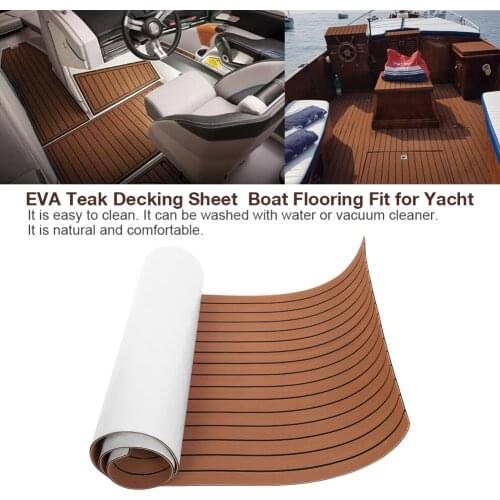 Dark Brown EVA Teak Decking Sheet Boat Flooring Fit for Yacht Self-Adhesive Foam Marine Flooring Faux Boat Decking 2400x900x6mm
