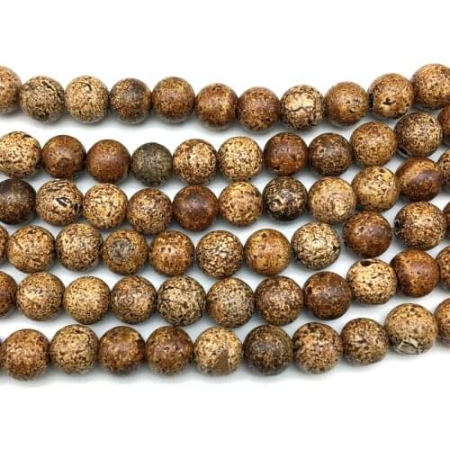 Natural Stone Wooden Fossile Bead Picture Stone 6mm 8mm 10mm 12mm DIY Making Bracelet Necklace etc
