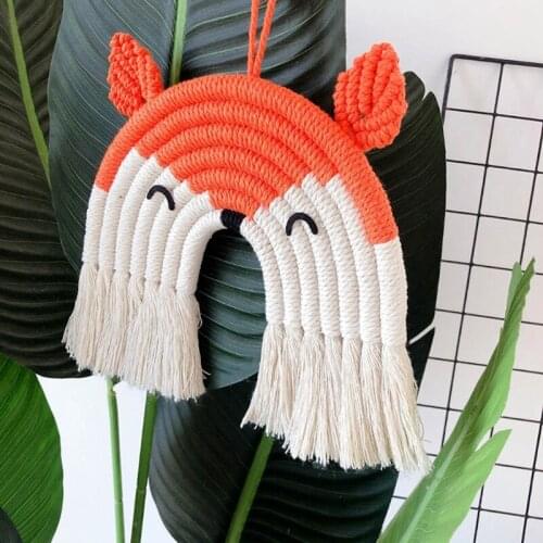 NHBR Nordic Hand-Woven Macrame Tapestry Cotton Rope Animal Wall Hanging Pendant Kids Room Nursery Decoration Home Ornament