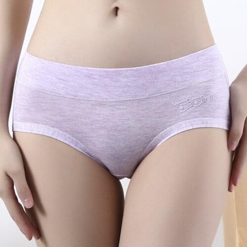 New Comfortable Cotton Ladies Bottoming Mid-waist Triangle Underwear Solid Color Sweat-absorbent Breathable Underwear Women