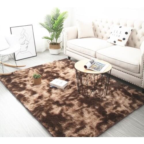 New Arrival Soft skin carpet encryption thick rug plush bedside mat Motley gradient tie-dye carpet living room rug