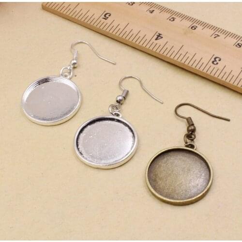 Fit 20mm Metal Round Blank Setting Bezel Blank Base Cabochon Earring Base For DIY Earring Making Gift 10 Pcs/lot K05252