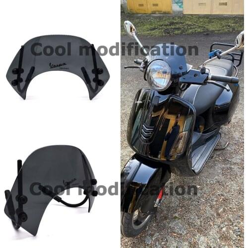 Motrocycle Wind Deflector Cover For VESPA Primavera Sprint 150 GTS 300 Scooter Smoke Acrylic Front Windshield With Mount Bracket