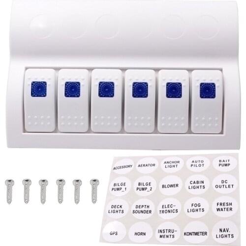 Yacht car RV switch panel combination modification accessories 6 groups rocker switch led lights 12- 24V