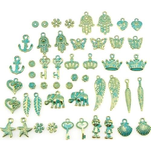Dropship 50Pcs/lot Mix Classic Green Bronze Charm Pendants For DIY Jewelry