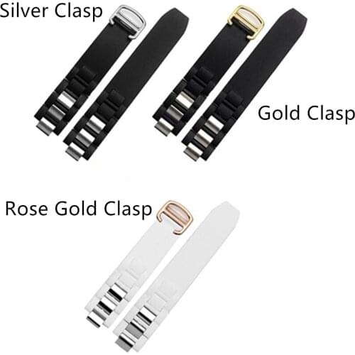20mm * 10mm(lug) Rubber Strap Watch Band 21 Chronoscaph & Autoscaph Stainless Steel End Links Deployment Watch Buckle Clasp