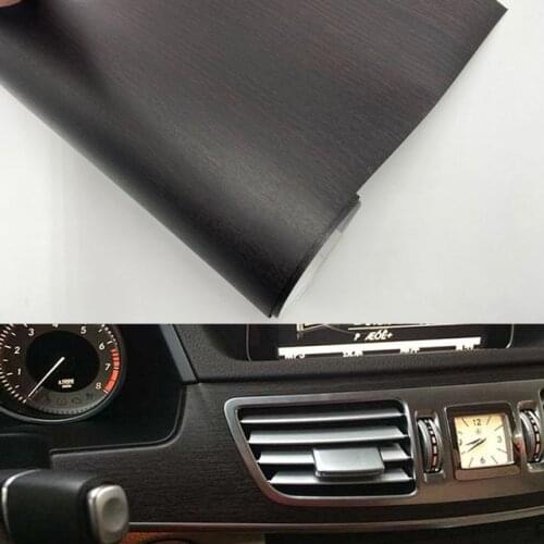 Self adhesive pvc black wood grain film oak teak patter wooden foil for car interior wrapping decoration Free shipping