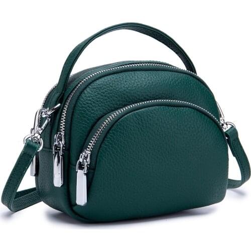 Woman Genuine Leather Shouder Bag Fashion Three Layer Zipper Bag Girls Bags Womens Handbags Small Bag Designer Bag Wallet Purse