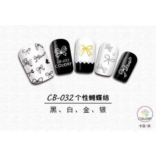UPRETTEGO SUPER THIN SELF ADHENSIVE 3D NAIL ART NAIL SLIDER STICKER GOLD SILVER BLACK WHITE FUNNY FACES HEART LACE CB032-037