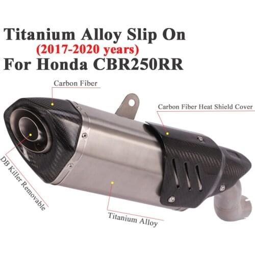 Titanium Alloy For Honda CBR250 CBR250RR 2017 - 2020 Motorcycle Full Exhaust System Escape Middle Link Pipe Muffler DB Killer