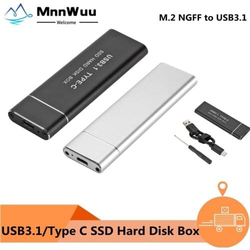 USB 3.1 Type-C to M.2 NGFF SSD Mobile Hard Drive Disk Box 6Gbps External Enclosure Case for m2 SATA SSD USB 3.1 2260/2280