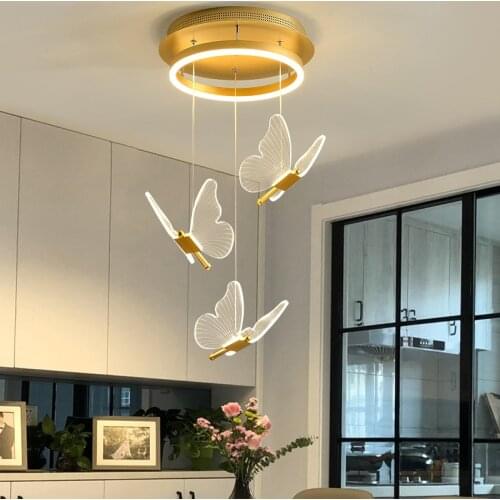 XL Staircase led pendant light Kitchen Butterfly LED light for Dining Room suspension luminaire stair lighting Hotel furniture