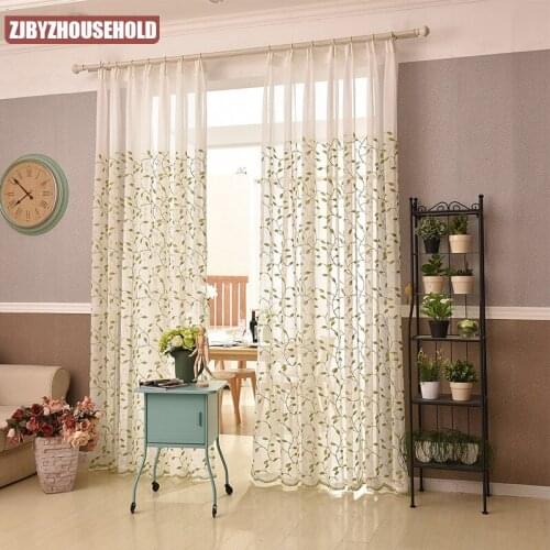 New American Style Small Fresh Leaf Embroidered Curtain Cloth for Curtains for Living Dining Room Bedroom Embroidered Gauze