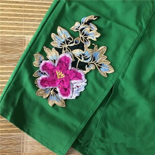 17.5*24.3CM embroidery Plum flowers motif fabric applique patch,sew on lace floral patches accessory for clothes