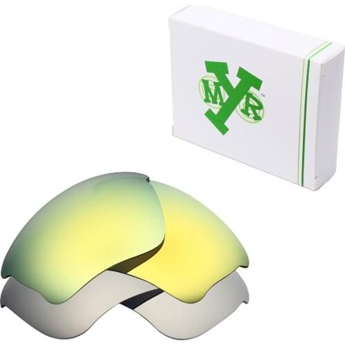 2 Pairs Mryok POLARIZED Replacement Lenses for Oakley Half Jacket XLJ Sunglasses Silver Titanium & 24K Gold