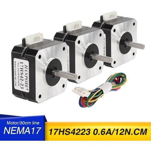 Free shipping 3pcs Nema17 Stepper Motor 0.7A 12N.CM 17HS4223 23MM 4-lead 42 step motor For beauty medical machine accessories