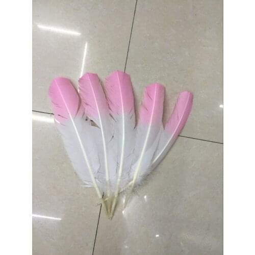 50Pieces/lot!-LIGHT PINK Dipped Top Turkey Round Wing Quill Feathers,10-12inches 25-30cm long,freeshipping