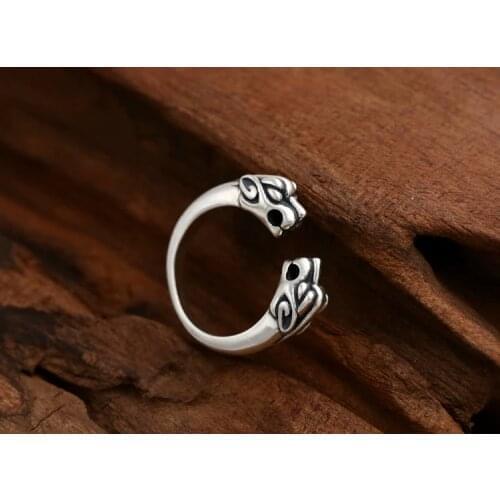 925 Sterling Silver tiger head mens Ring Rings Jewelry A5782